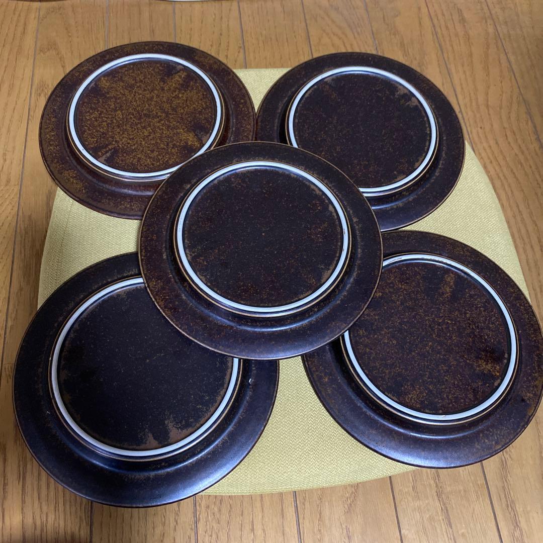 陶器製ブラウンプレート5枚セット　ARABIA製