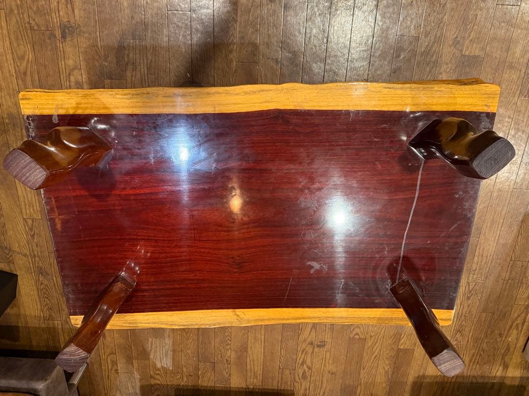 一枚板　木製座卓 ダークブラウン・ライトブラウン