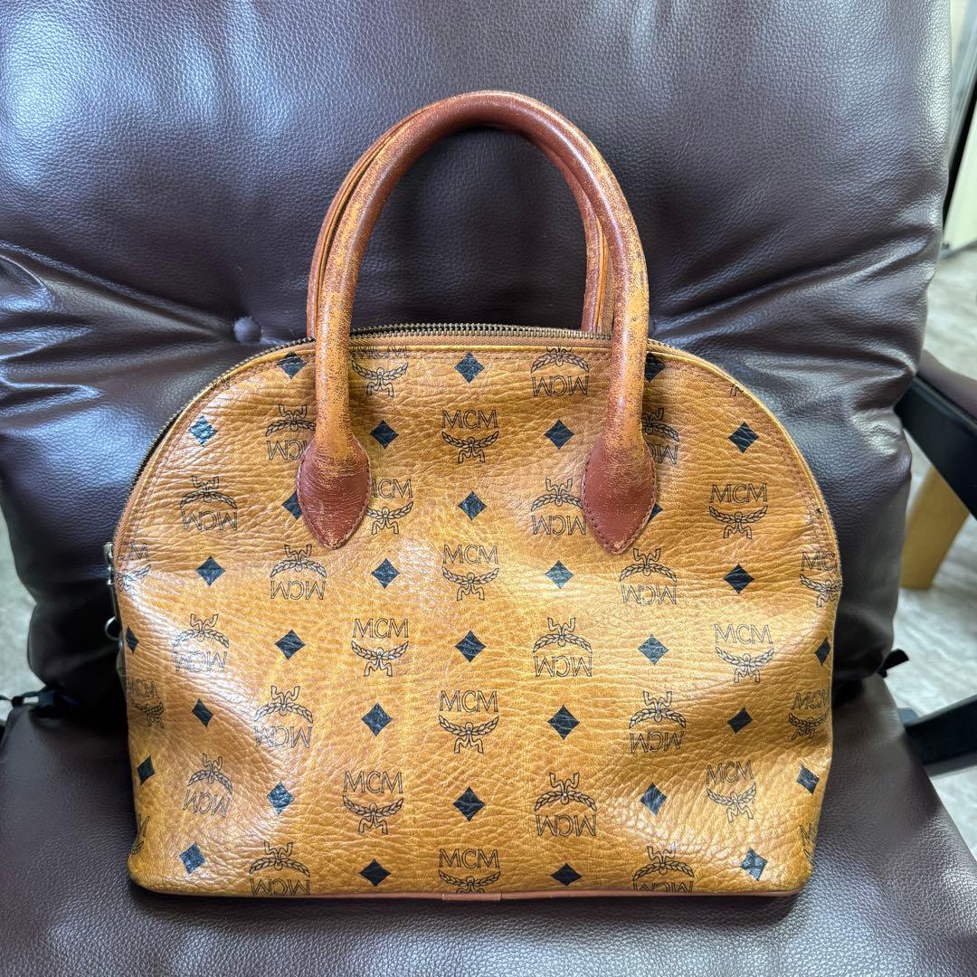 MCM ブラウンレザーボストンバッグ