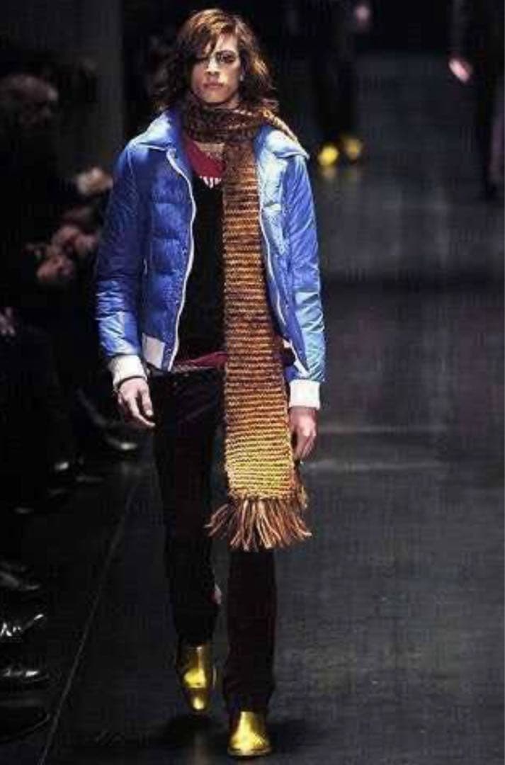 Dior ブラウン系 ニットマフラー フリンジ付き