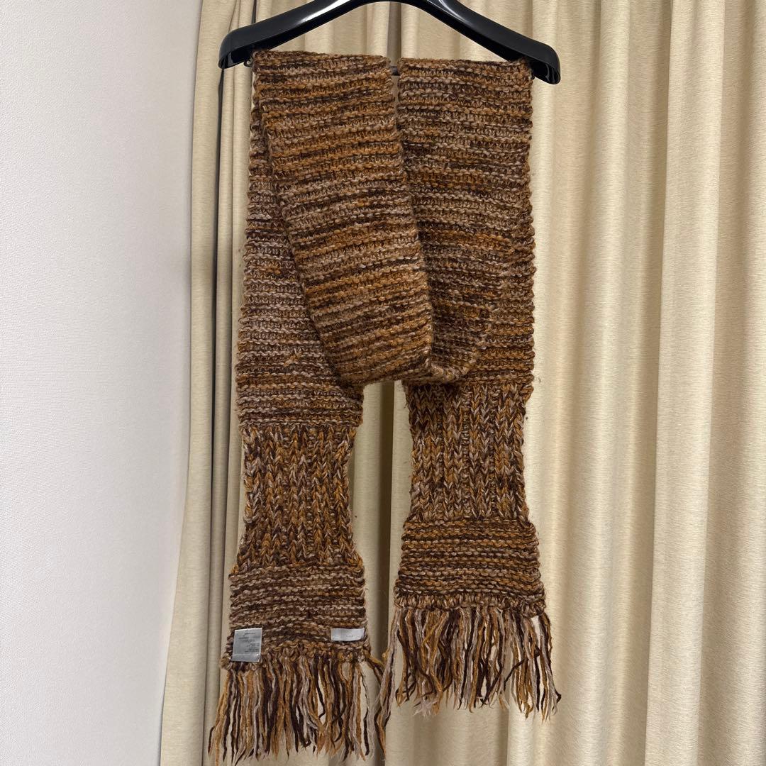 Dior ブラウン系 ニットマフラー フリンジ付き