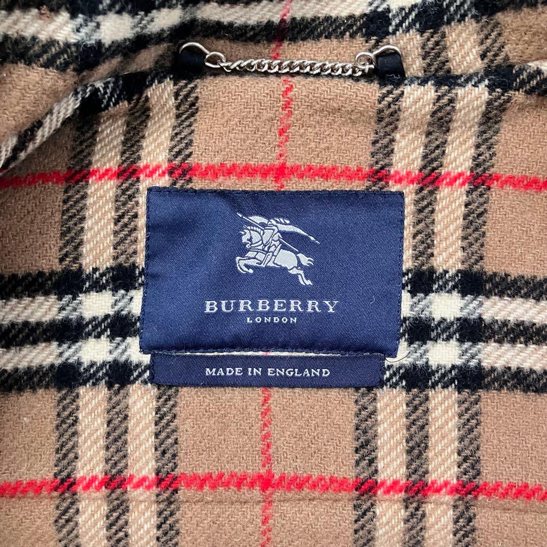 バーバリー 英国製 ダッフルコート キャメル 100%ウール ノバチェック裏地