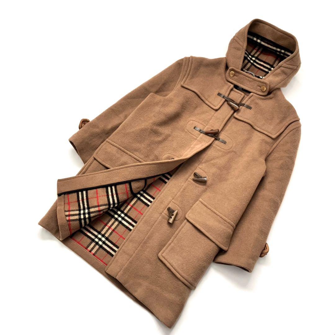 バーバリー 英国製 ダッフルコート キャメル 100%ウール ノバチェック裏地