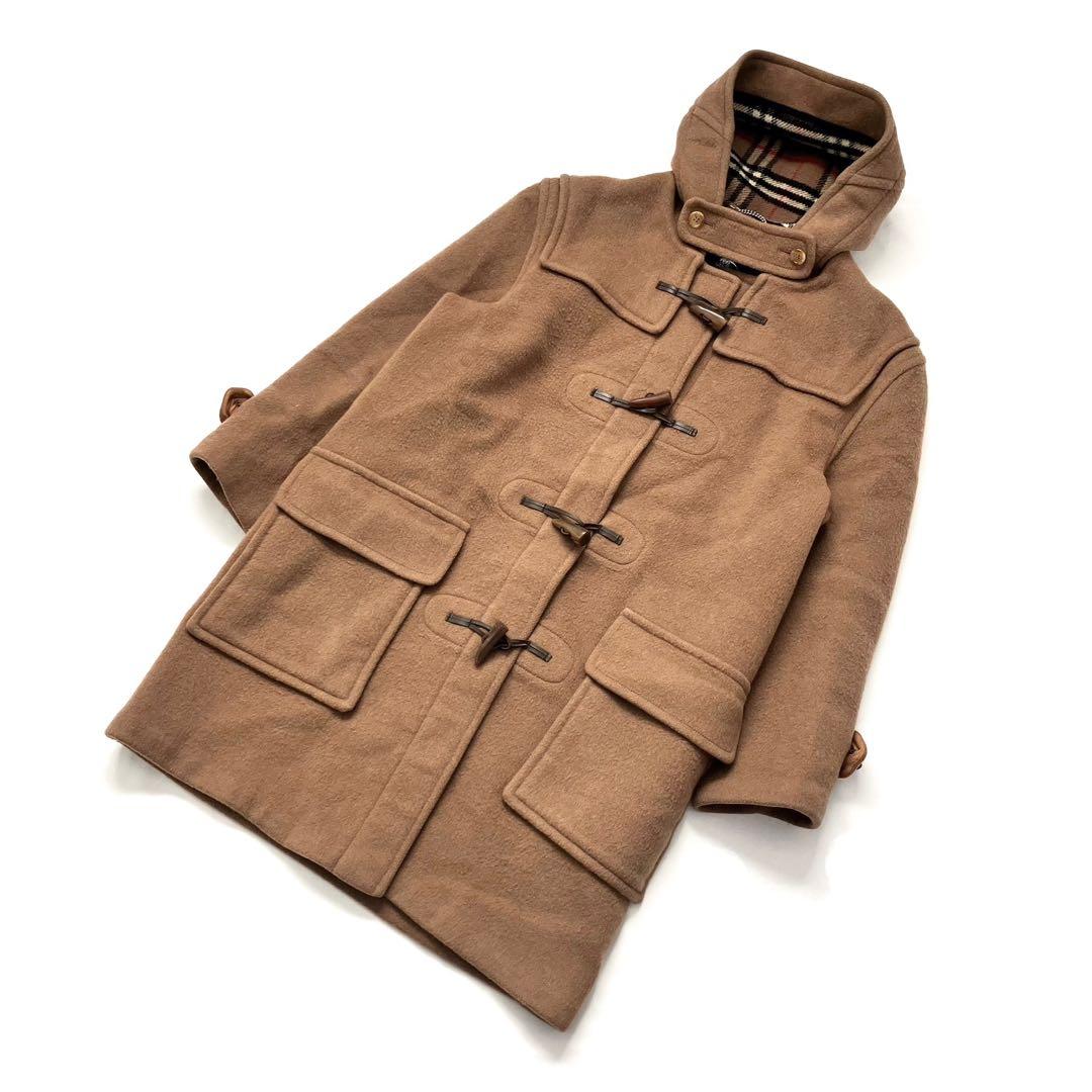 バーバリー 英国製 ダッフルコート キャメル 100%ウール ノバチェック裏地