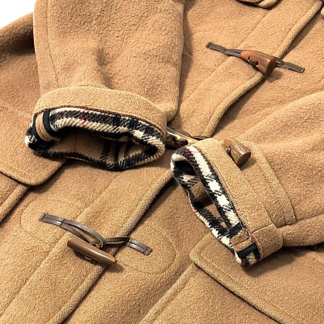 バーバリー 英国製 ダッフルコート キャメル 100%ウール ノバチェック裏地