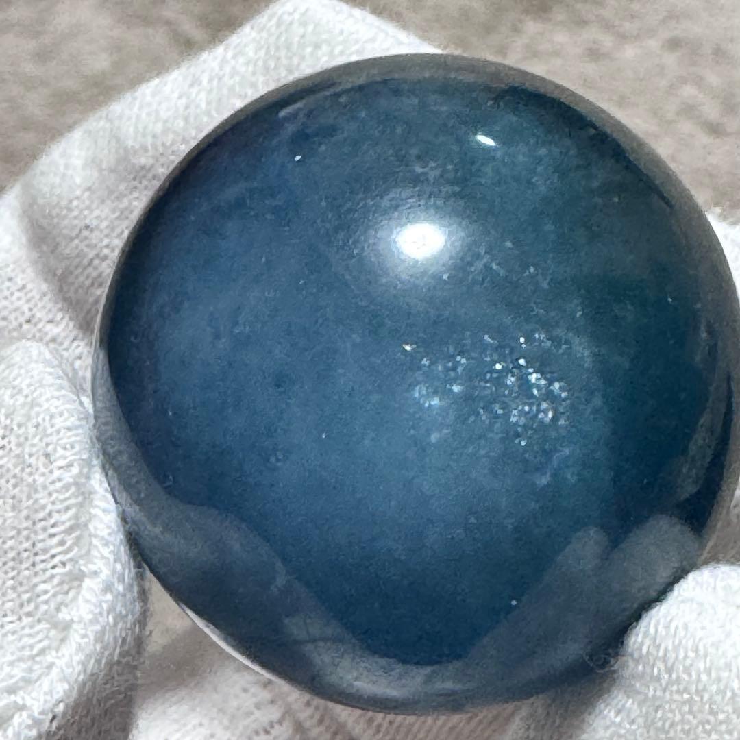 M-20ディープブルーアクアマリン丸玉　ダークブルースフィア　天然石　濃青色