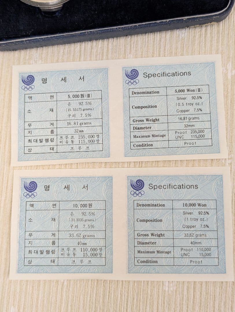 1988年ソウルオリンピック記念銀貨セット SILVER 925