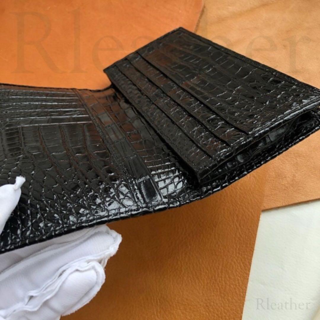 無双 クロコダイル 一枚革　ワニ革　クロコダイル　長財布 折り財布 二つ折り