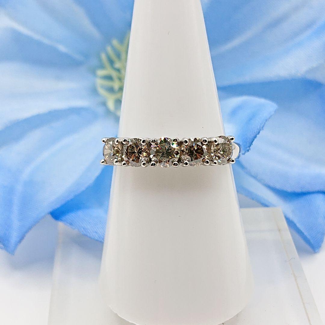 1.5カラット 一文字 5粒天然ダイヤモンドリング プラチナ950 エタニティ