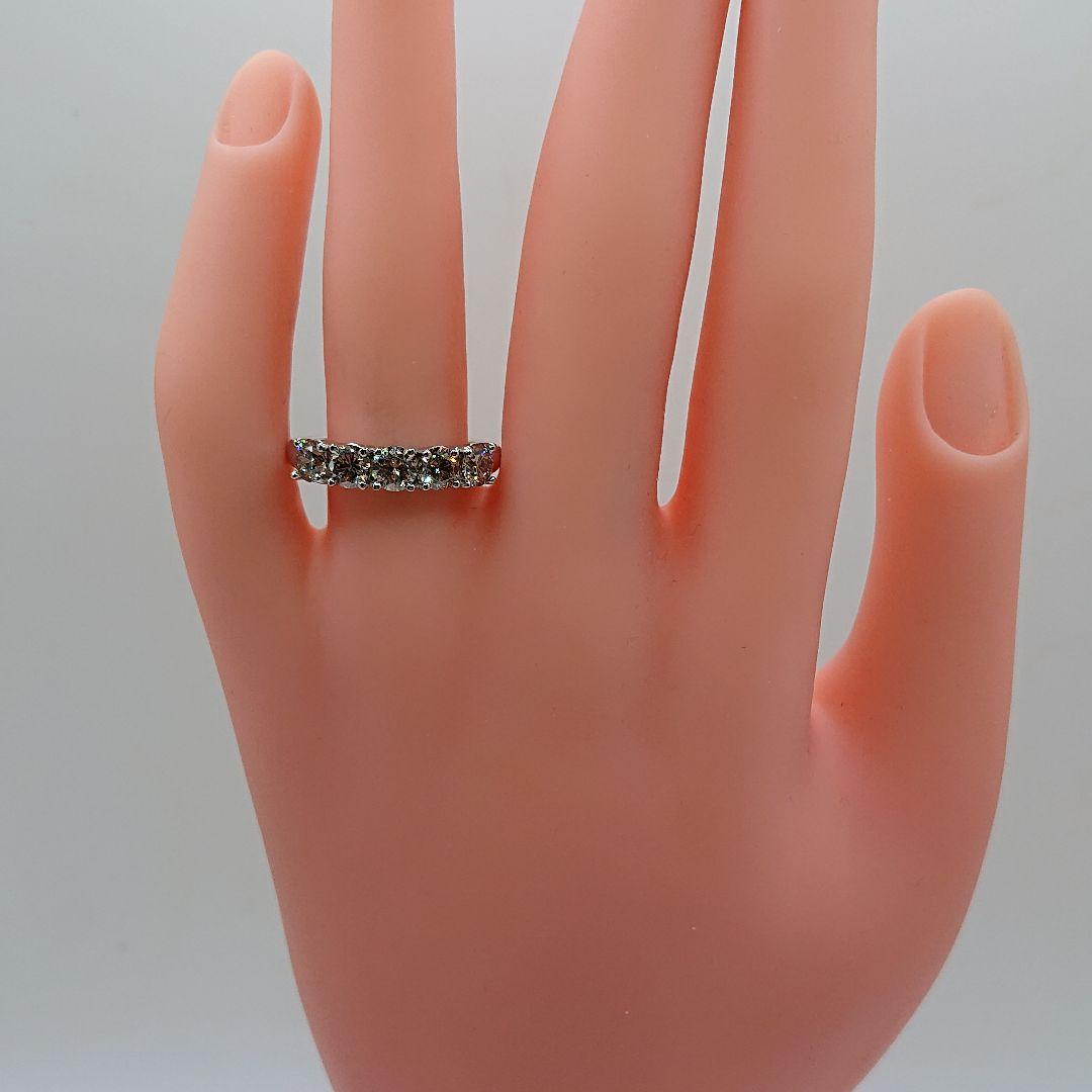 1.5カラット 一文字 5粒天然ダイヤモンドリング プラチナ950 エタニティ