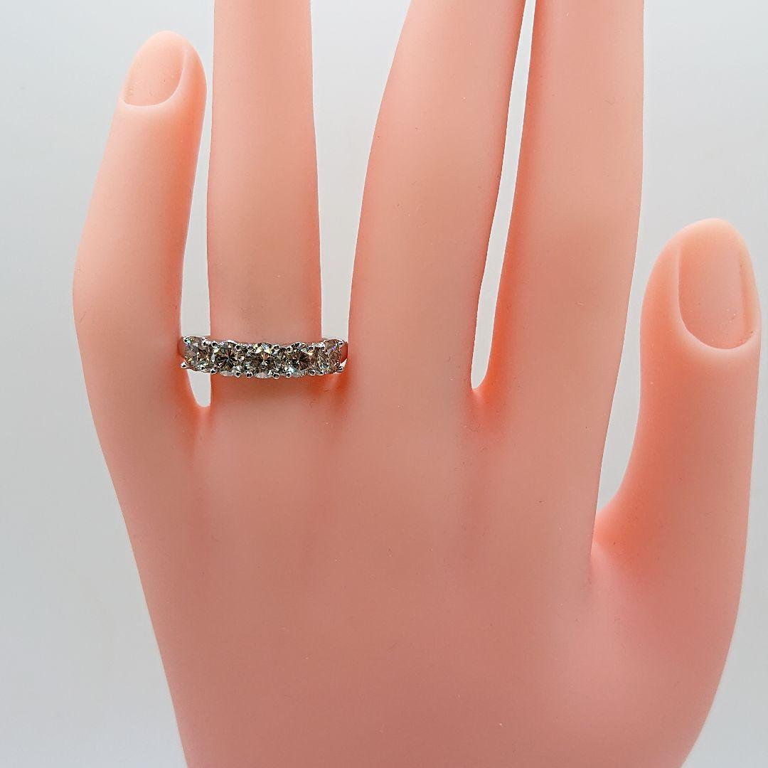 1.5カラット 一文字 5粒天然ダイヤモンドリング プラチナ950 エタニティ