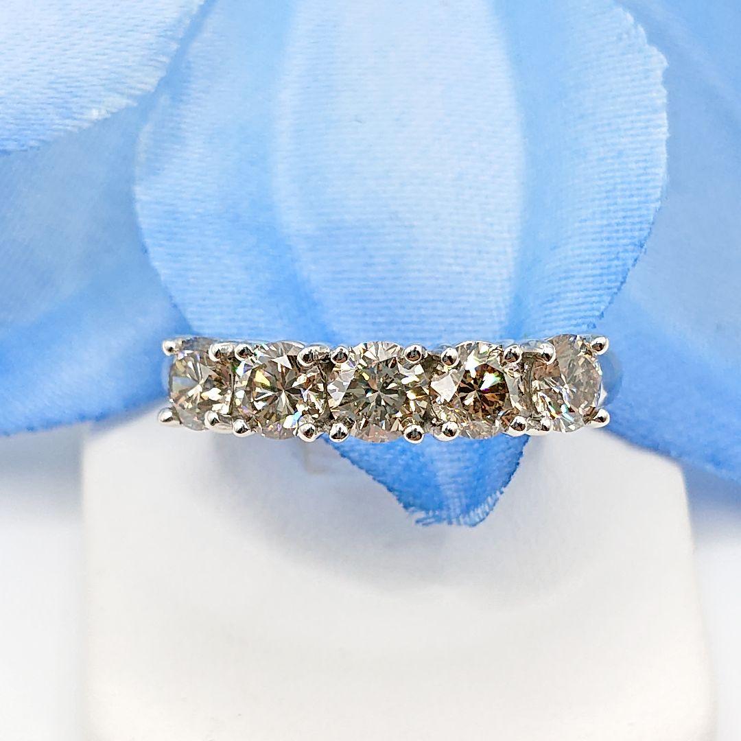 1.5カラット 一文字 5粒天然ダイヤモンドリング プラチナ950 エタニティ