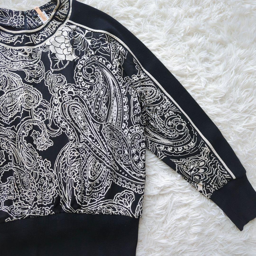 LEONARDレオナール☆ペイズリーフラワープリントニット　白黒