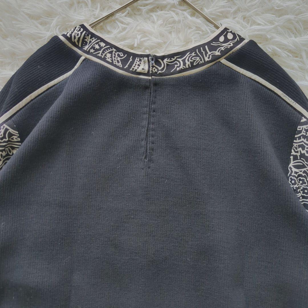 LEONARDレオナール☆ペイズリーフラワープリントニット　白黒