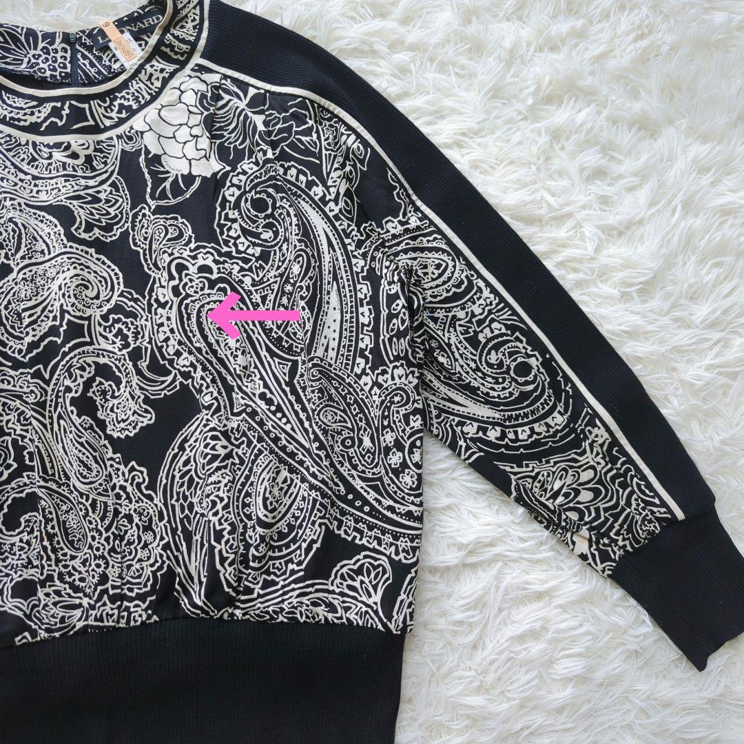 LEONARDレオナール☆ペイズリーフラワープリントニット　白黒