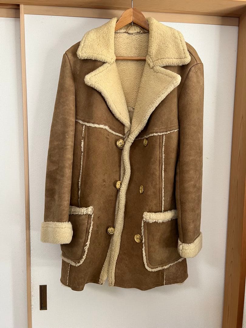 MOUTON コート　ボア襟付き　高級品　ムートンコート　美品　フランス製