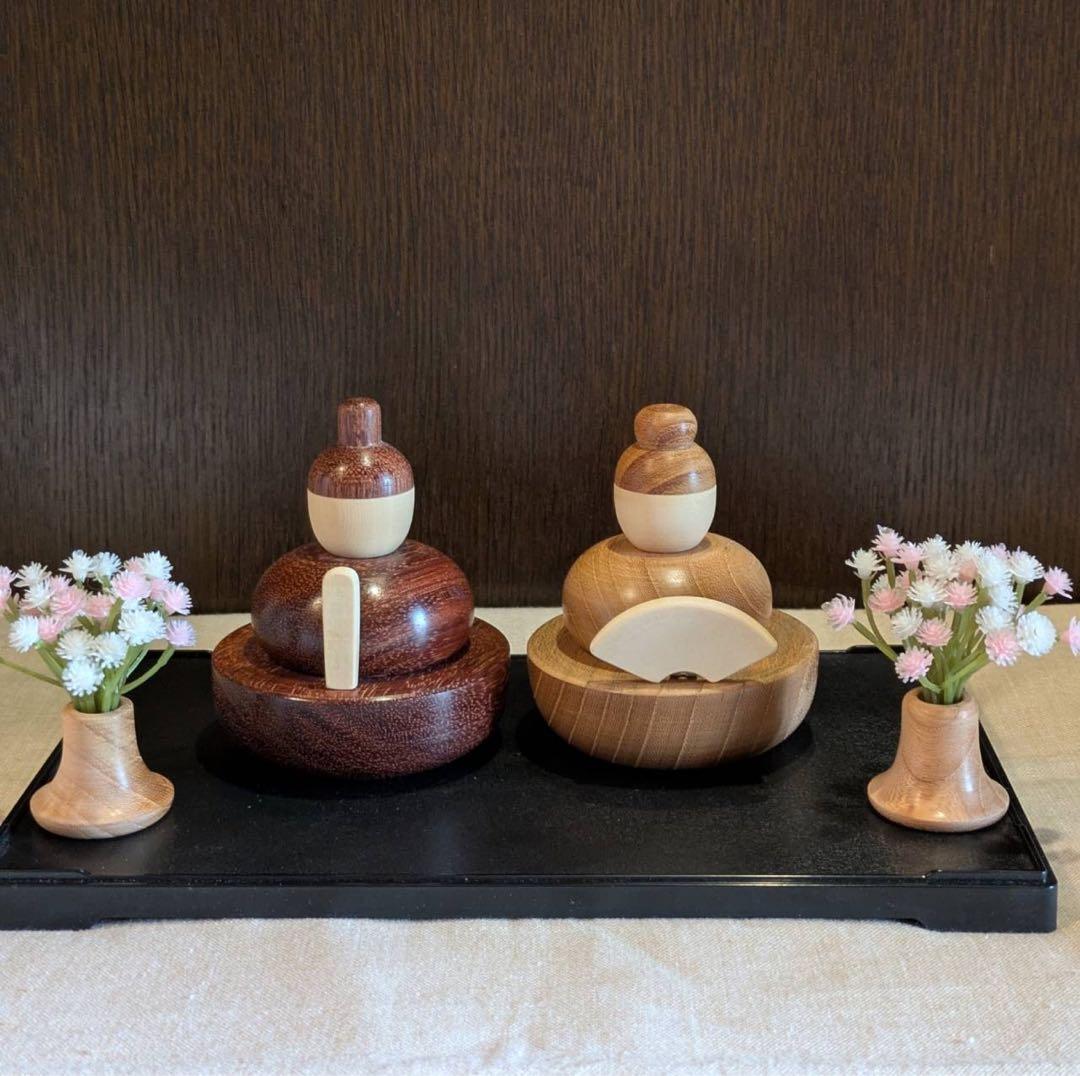 挽物屋のお雛様　ブビンガ・欅・ヒバ