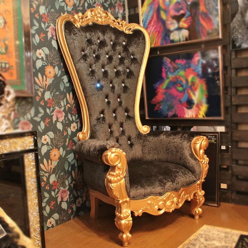 クイーンチェア ソファ ブラック 一人掛け インテリア 682-178