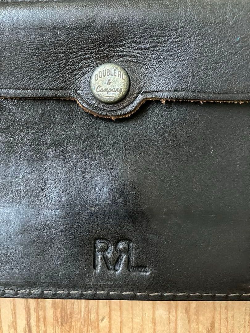 RRL DOUBLERL スタッズ 折り畳み財布 黒 レザー ダブルアールエル