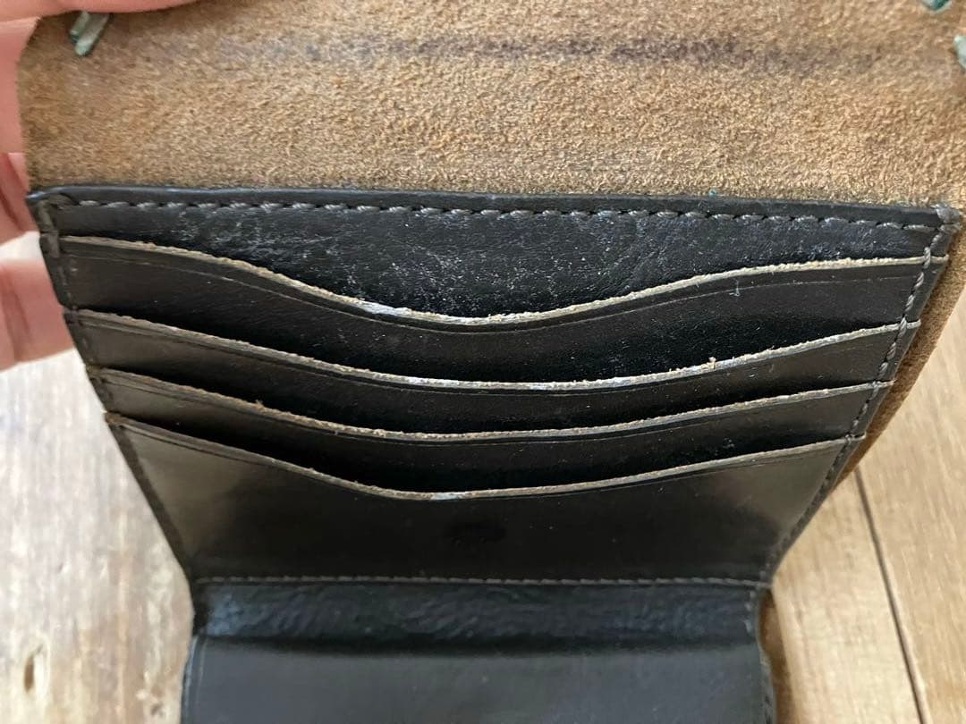 RRL DOUBLERL スタッズ 折り畳み財布 黒 レザー ダブルアールエル