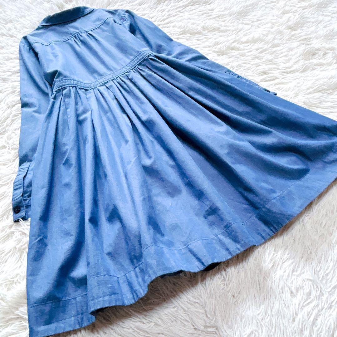 【美品】kate spade　デニムシャツワンピース　近年モデル　青　160／S