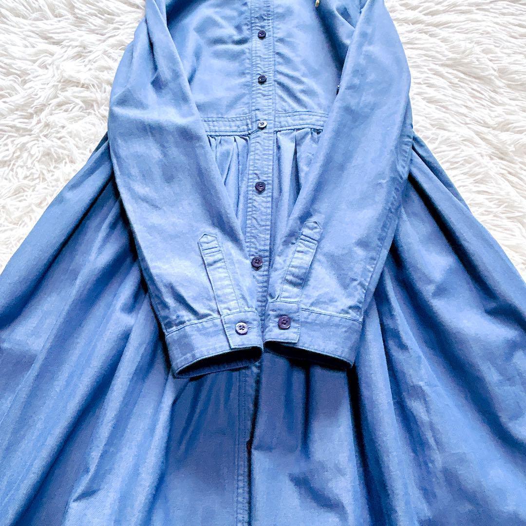 【美品】kate spade　デニムシャツワンピース　近年モデル　青　160／S