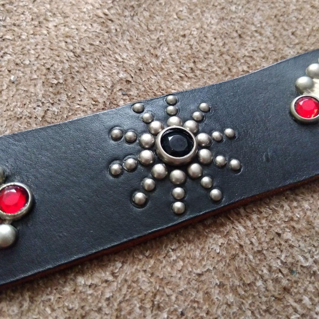 34inch ハラコ ピーナッツ レザー スタッズベルト ブラック