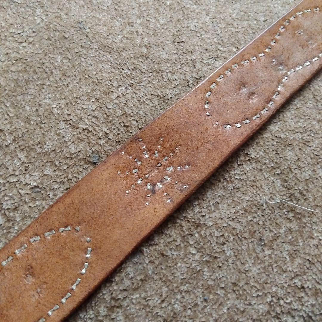 34inch ハラコ ピーナッツ レザー スタッズベルト ブラック