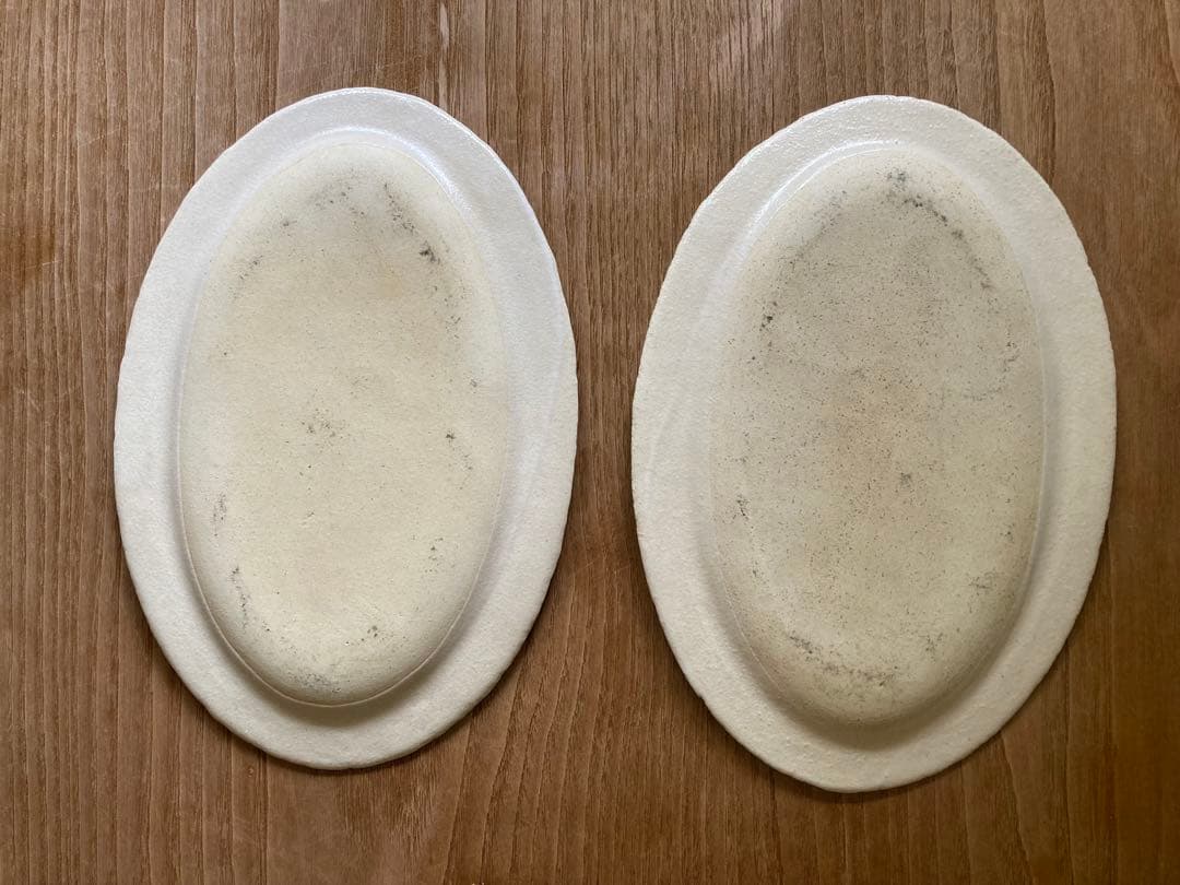 最終値下げ　吉田次朗　オーバルプレート　楕円形　クリーム色　2枚セット