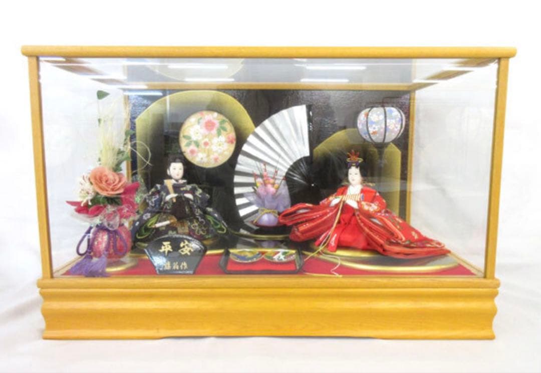 SALE平安親王飾り 藤扇作 オルゴール付新品ガラスケース入 128000円相当