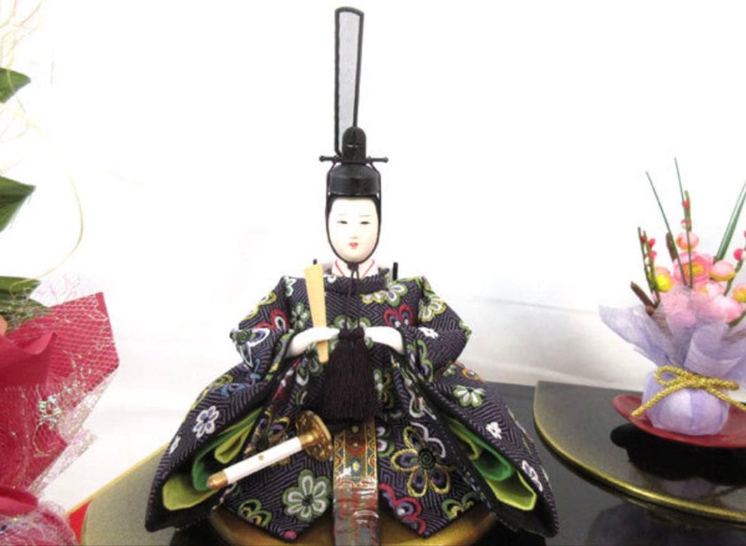 SALE平安親王飾り 藤扇作 オルゴール付新品ガラスケース入 128000円相当