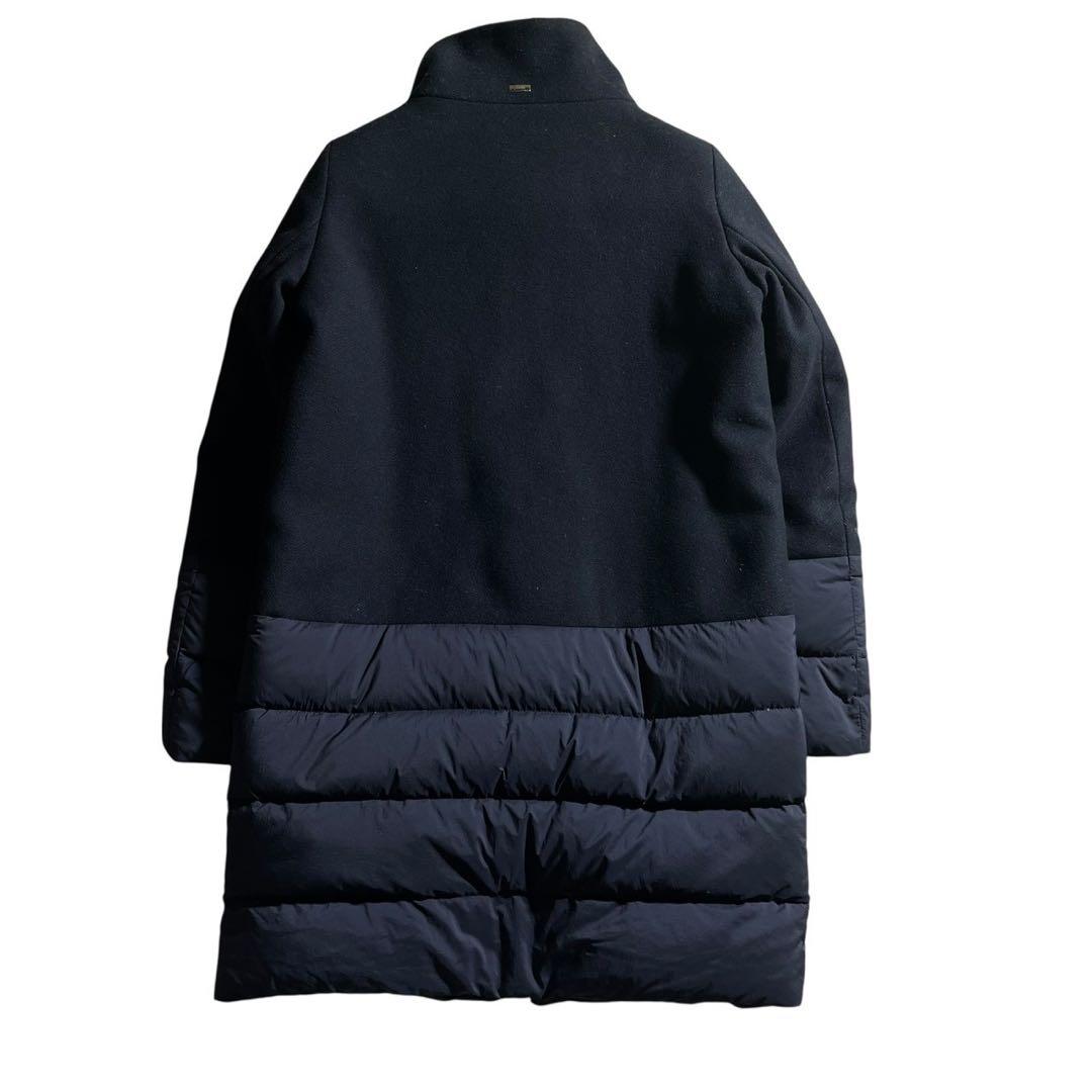①HERNO ヘルノ Aライン コンビダウンコート ネイビー系 レディース
