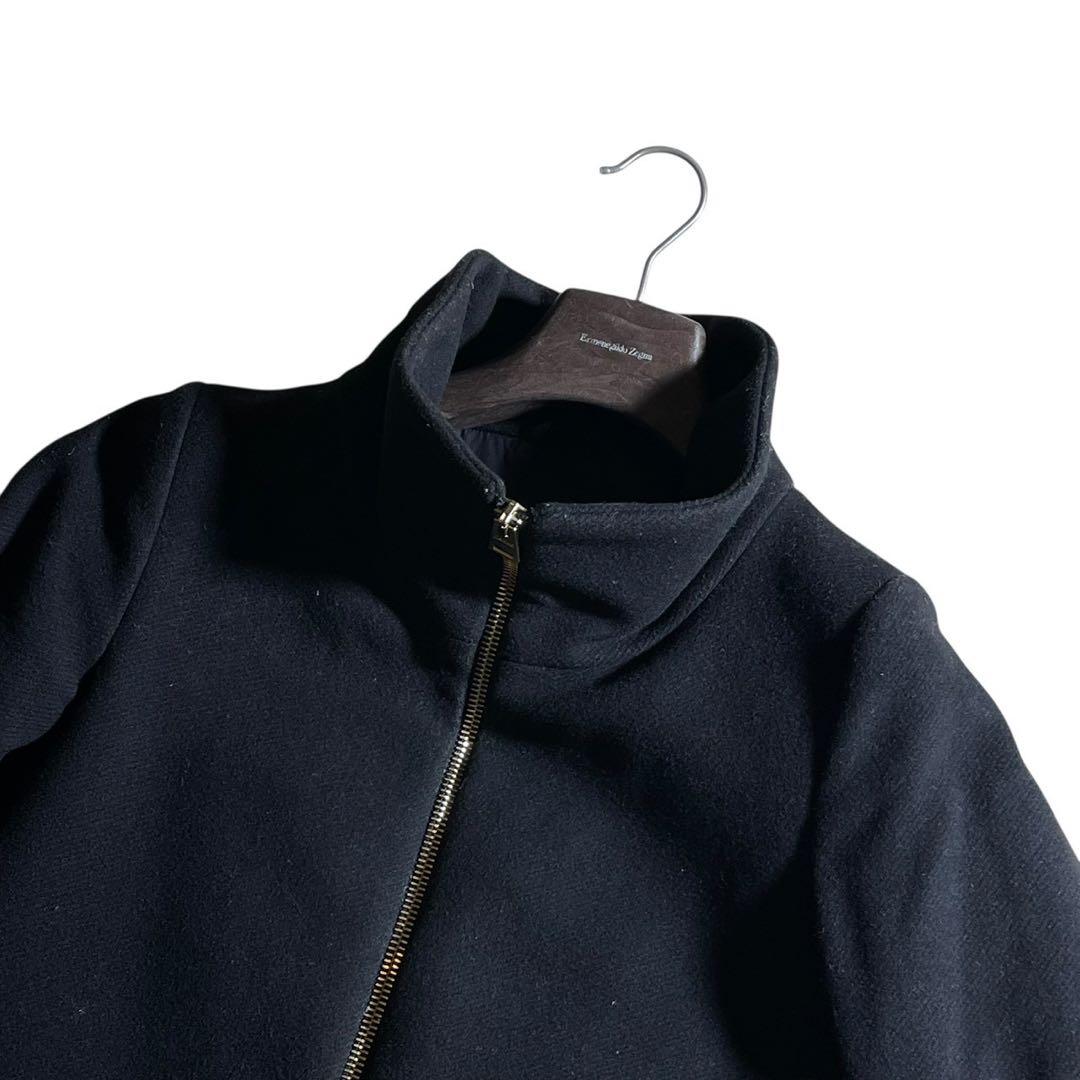 ①HERNO ヘルノ Aライン コンビダウンコート ネイビー系 レディース