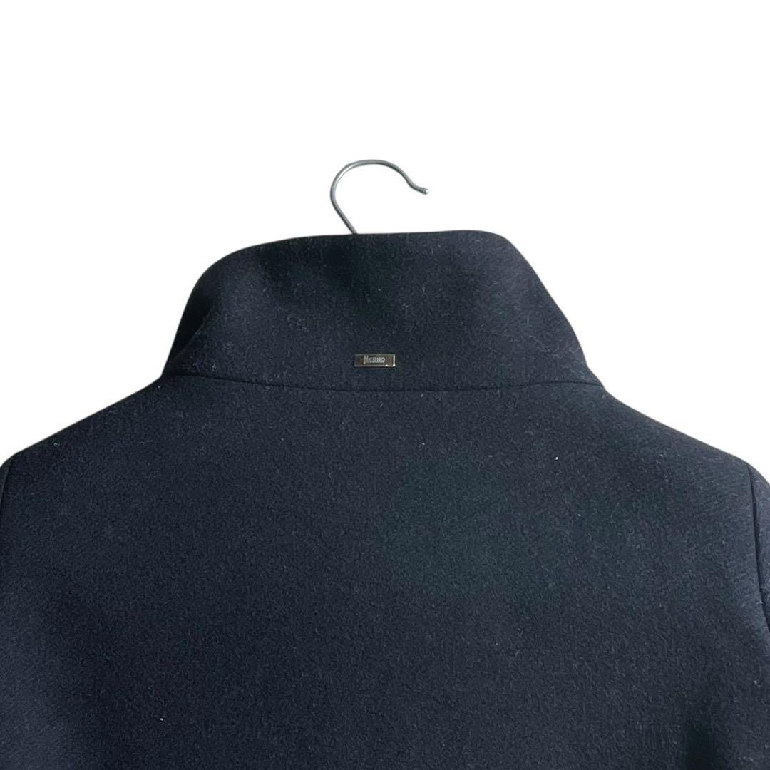 ①HERNO ヘルノ Aライン コンビダウンコート ネイビー系 レディース