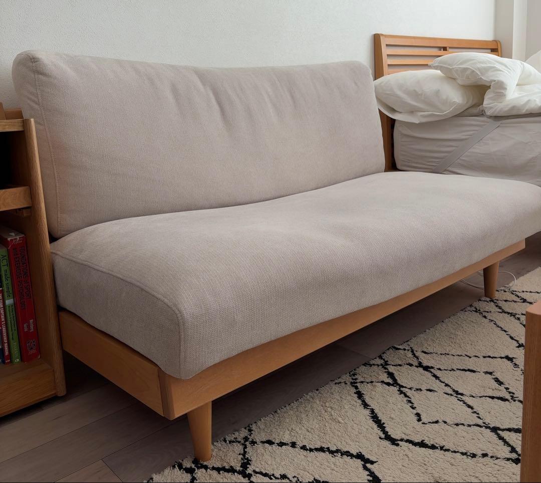 ベルメゾン 連結できる天然木フレームのカバーリングコンパクトソファー ２人掛け