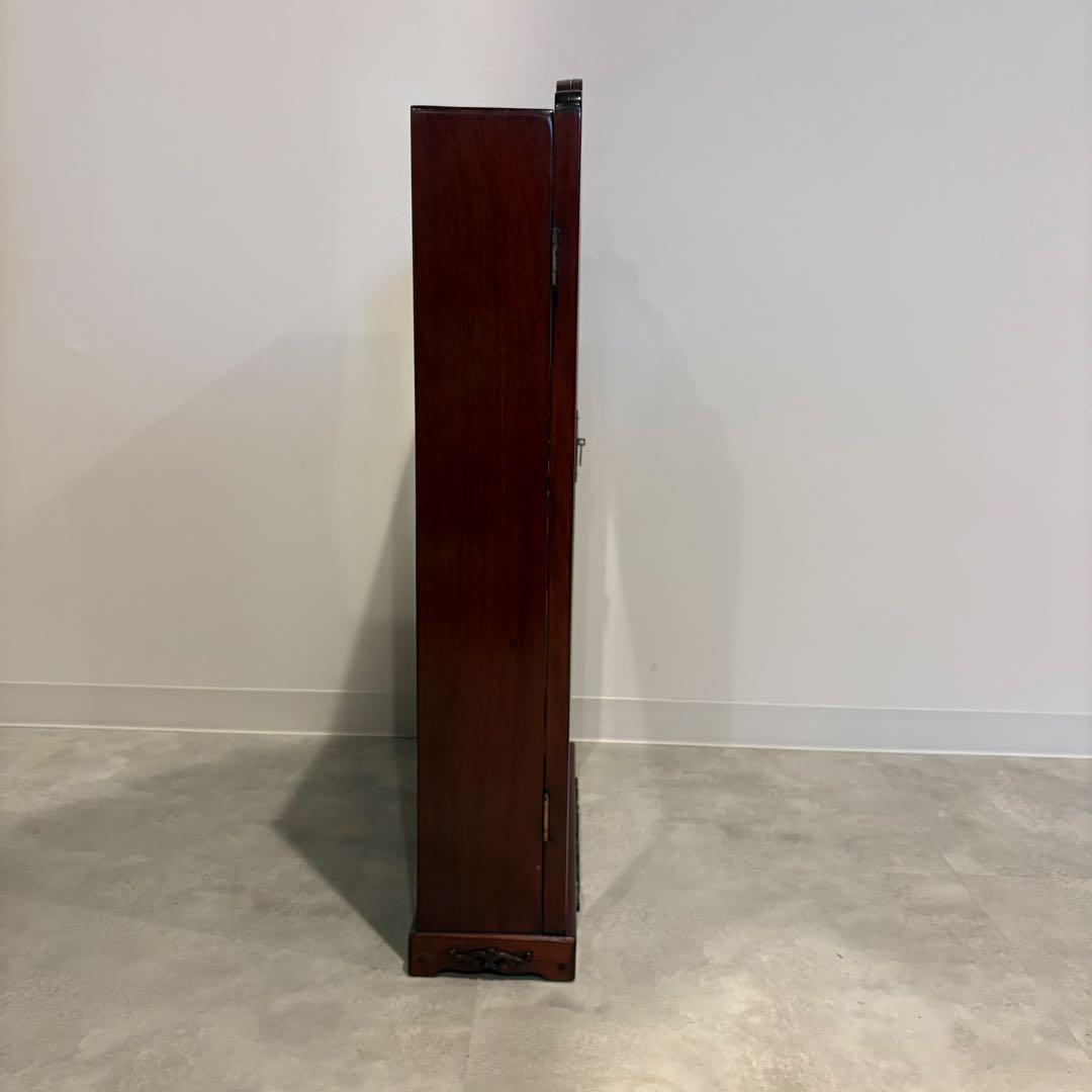 飾り棚　唐木　ショーケース　ミラーバック　ビンテージ