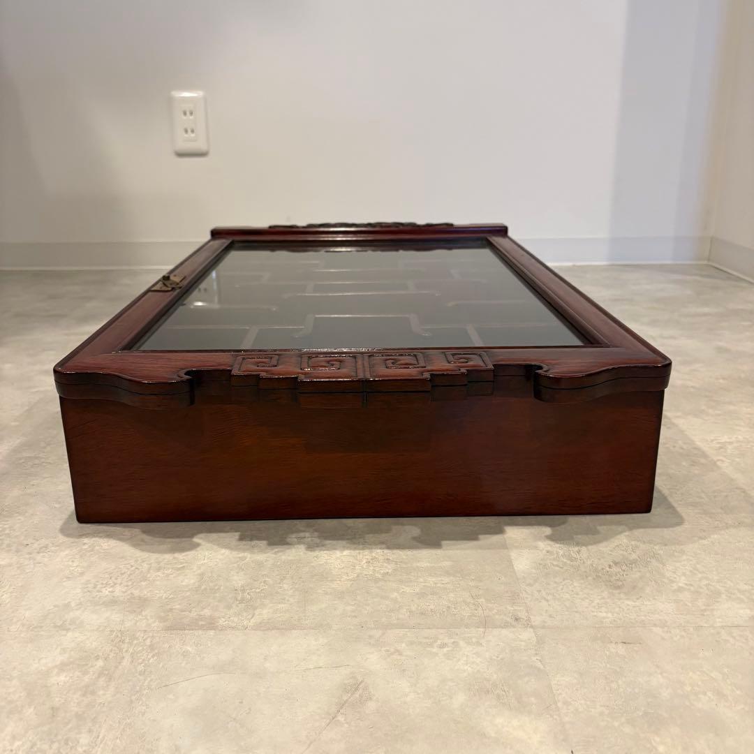 飾り棚　唐木　ショーケース　ミラーバック　ビンテージ