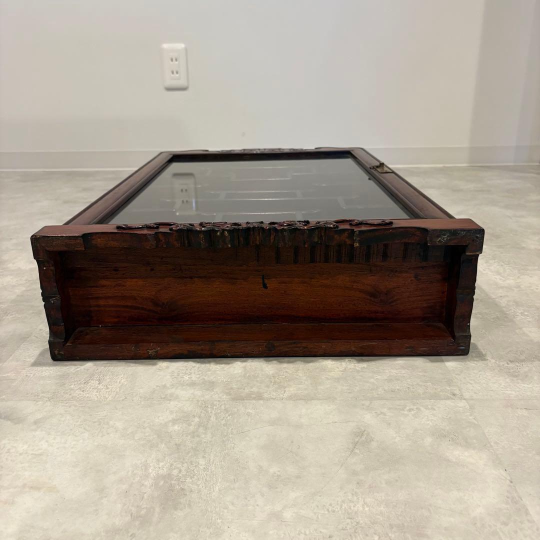 飾り棚　唐木　ショーケース　ミラーバック　ビンテージ