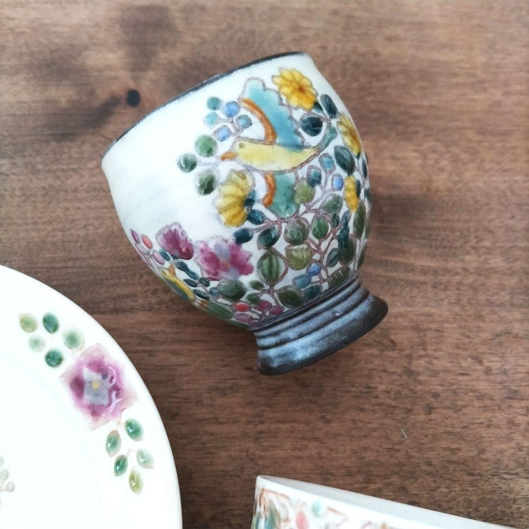 岳中爽果さん　上絵　カップ　皿　脚付カップ