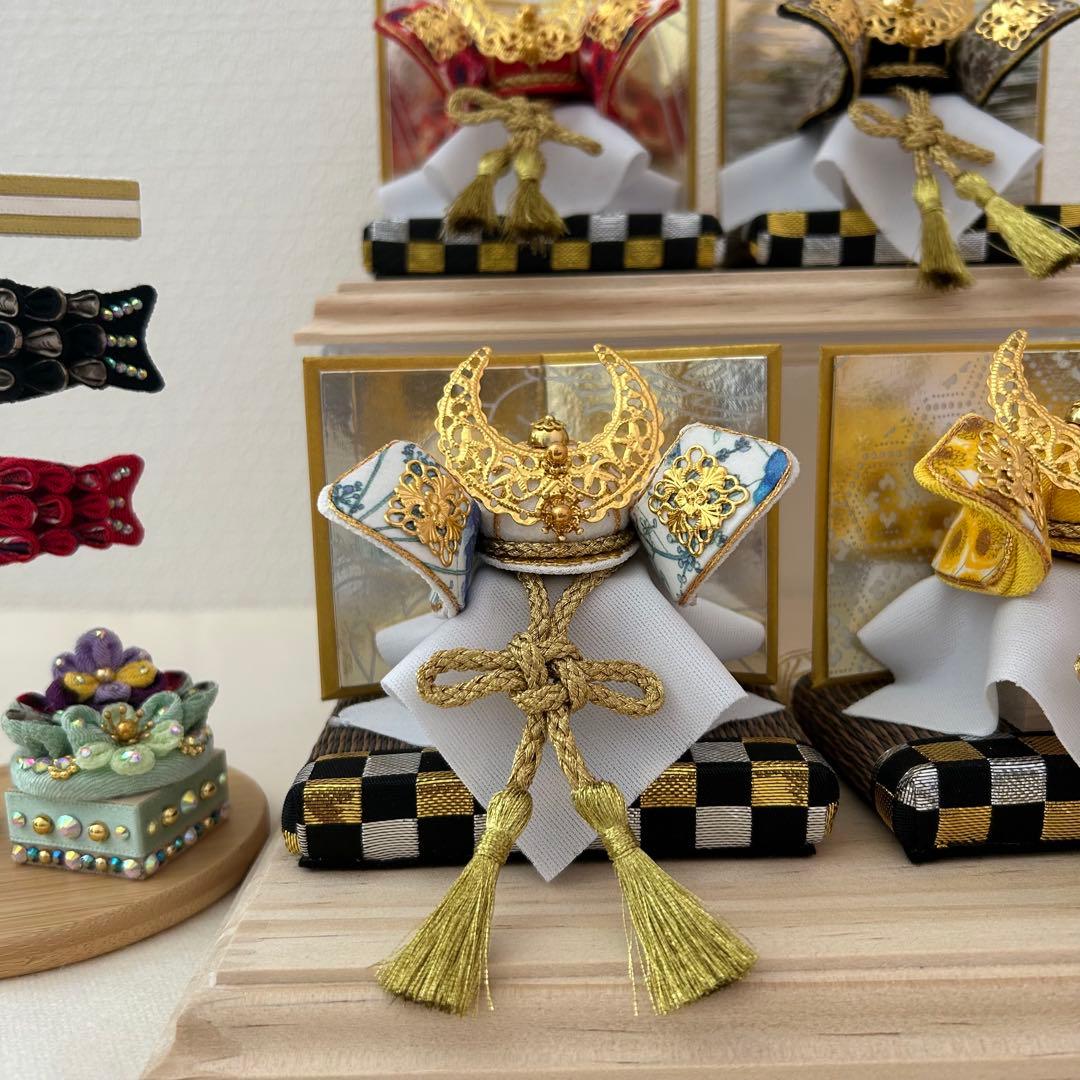 兜　五月人形　鯉のぼり　おしゃれ兜　リバティ　ハンドメイド　つまみ細工　可愛い