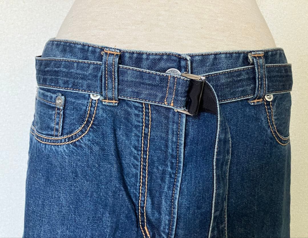 サカイ ワイドデニムパンツ ベルト付 sacai