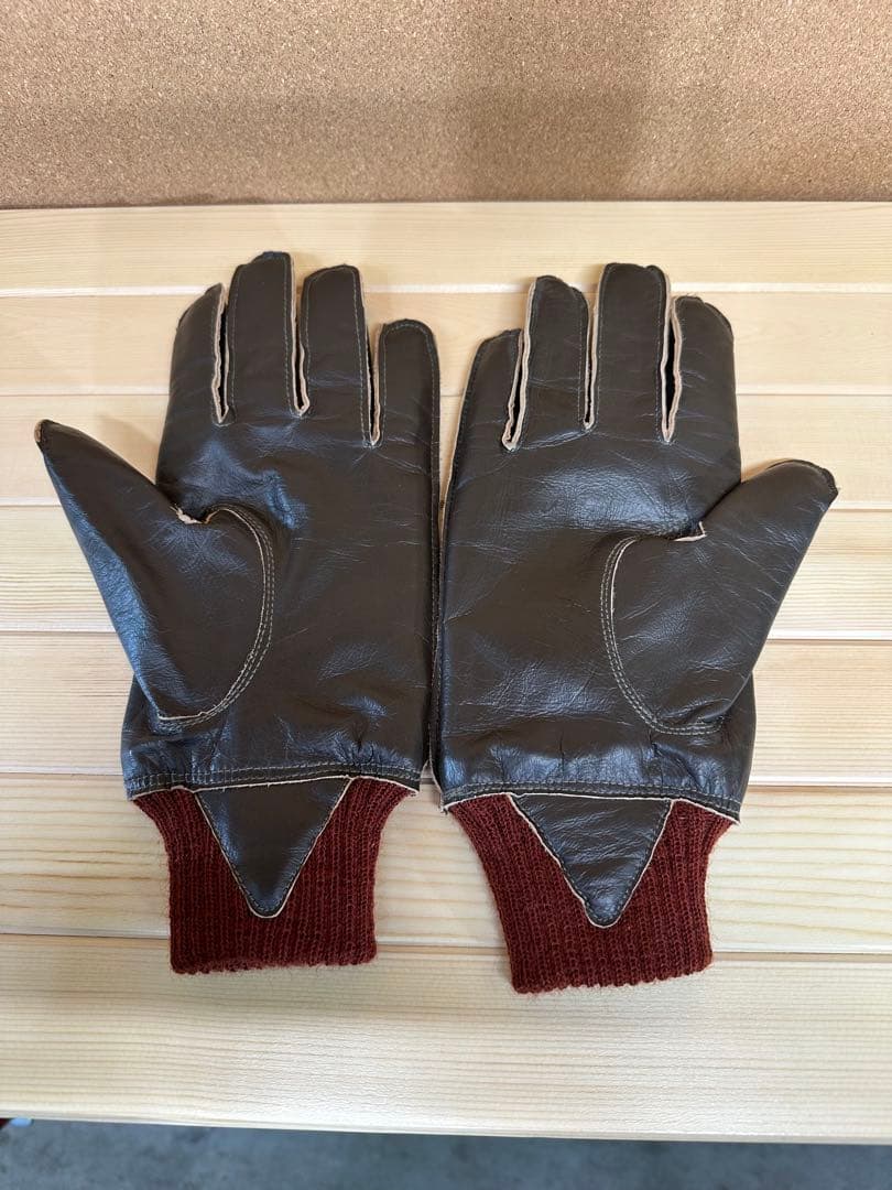 TYPE A-10 手袋 8 1/2 ダークブラウン 赤リブ