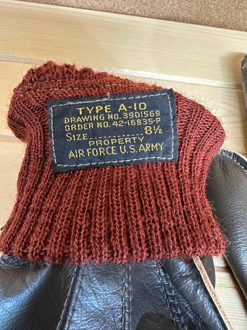 TYPE A-10 手袋 8 1/2 ダークブラウン 赤リブ