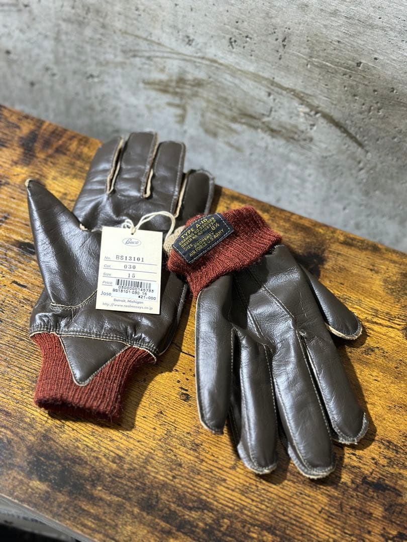 TYPE A-10 手袋 8 1/2 ダークブラウン 赤リブ