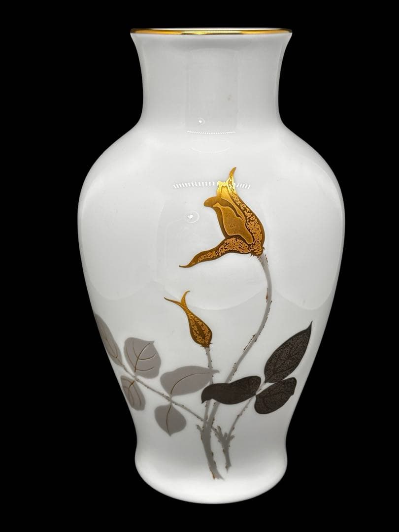 大倉陶園 金蝕バラ 28cm 陶器花瓶 OKURA 元箱