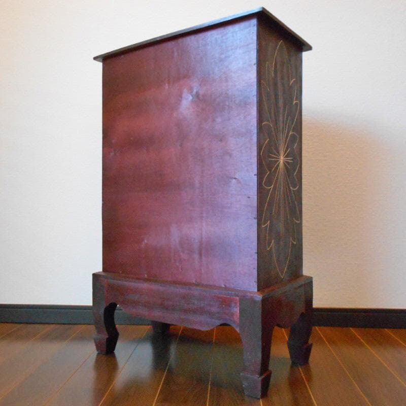 花柄模様 猫足 キャビネット アジアン家具 バリ家具 収納家具 完成品家具