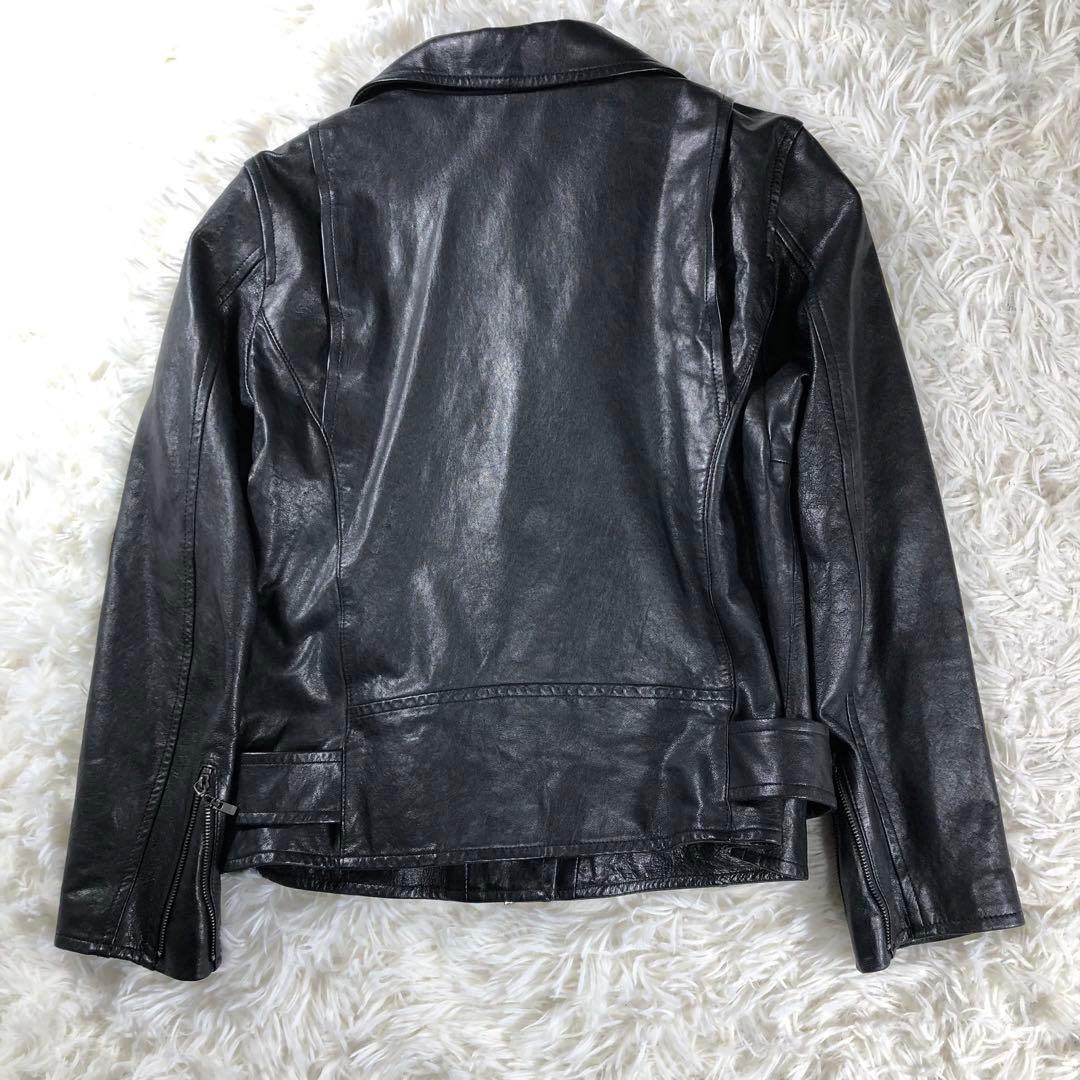 【美品✨】本革 ダブルライダースジャケット 羊革 イタリア トレンド 軽量 M