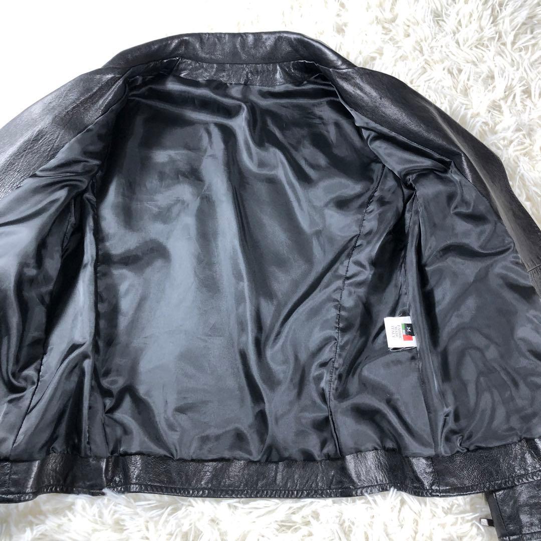 【美品✨】本革 ダブルライダースジャケット 羊革 イタリア トレンド 軽量 M