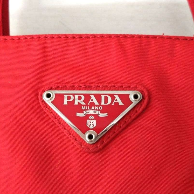 良品 PRADA プラダ トートバッグ ハンドバッグ　ナイロン　レッド　赤