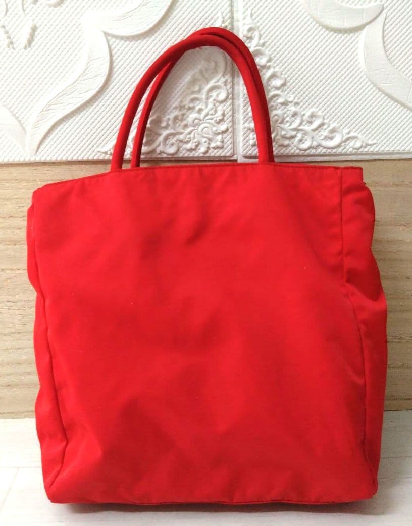 良品 PRADA プラダ トートバッグ ハンドバッグ　ナイロン　レッド　赤